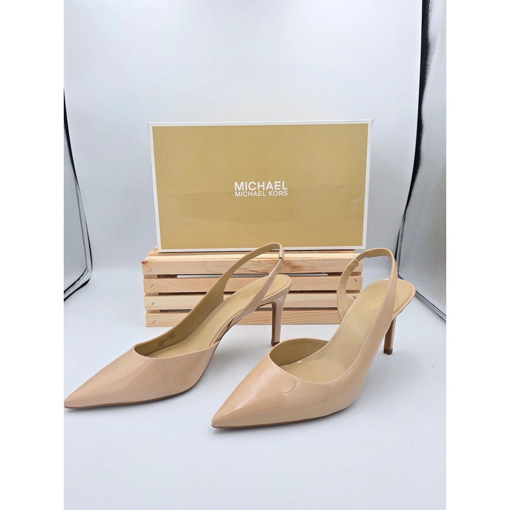 Michael Kors Alina Flex Pump Womens 8.5M Lt Blush‎ Patent Leather Slingback Heel
